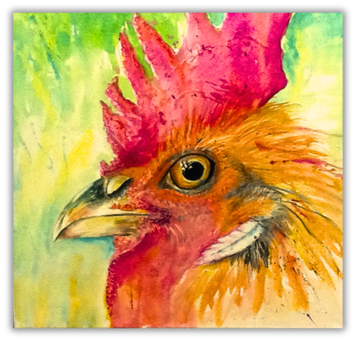 Le regard du coq , 61/61 cm